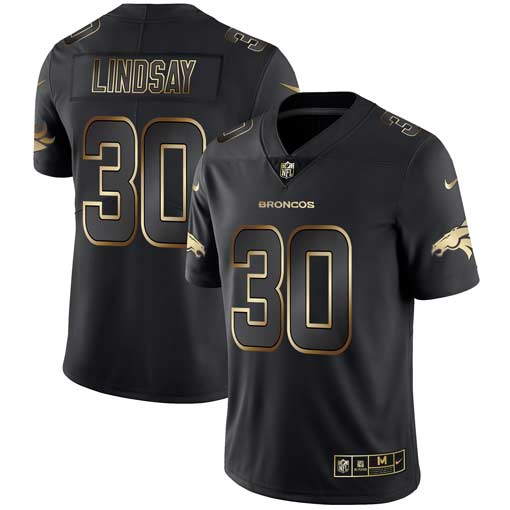 Men's Denver Broncos #30 Phillip Lindsay 2019 Black Gold Edition Stitched NFL Jersey